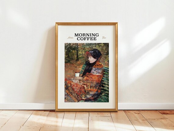 Vintage Morning Coffee Time Woman Painting Kitchen Decor Poster