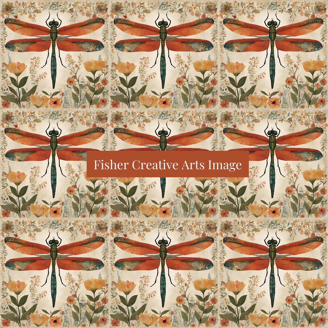 Vintage Dragonfly Ceramic Tile Art Print, Nature Decor - Image 2