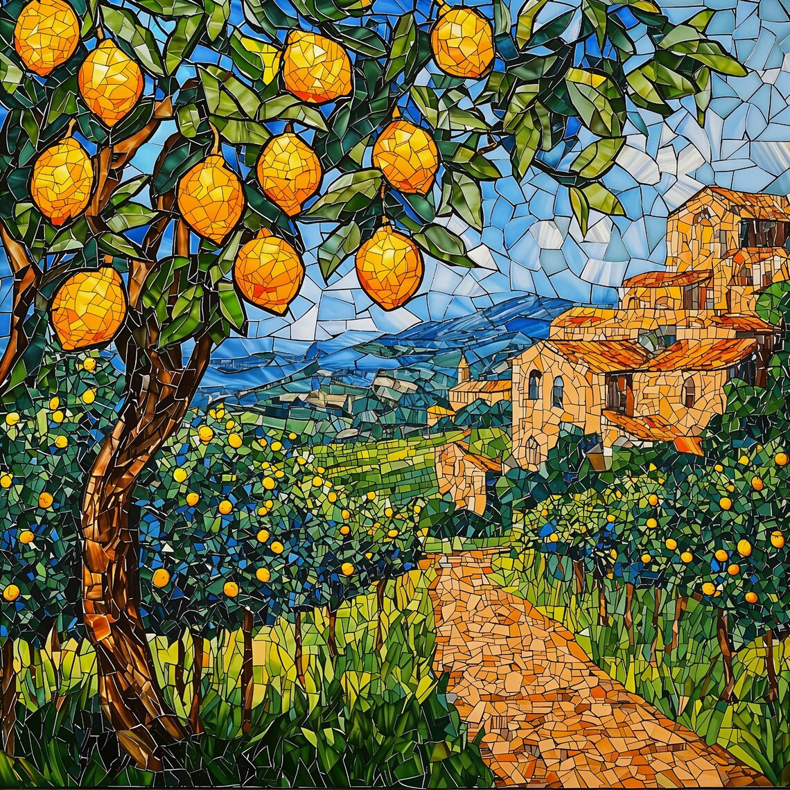 Mosaic Lemon Tree Amalfi Coast Wall Art Print - Image 4