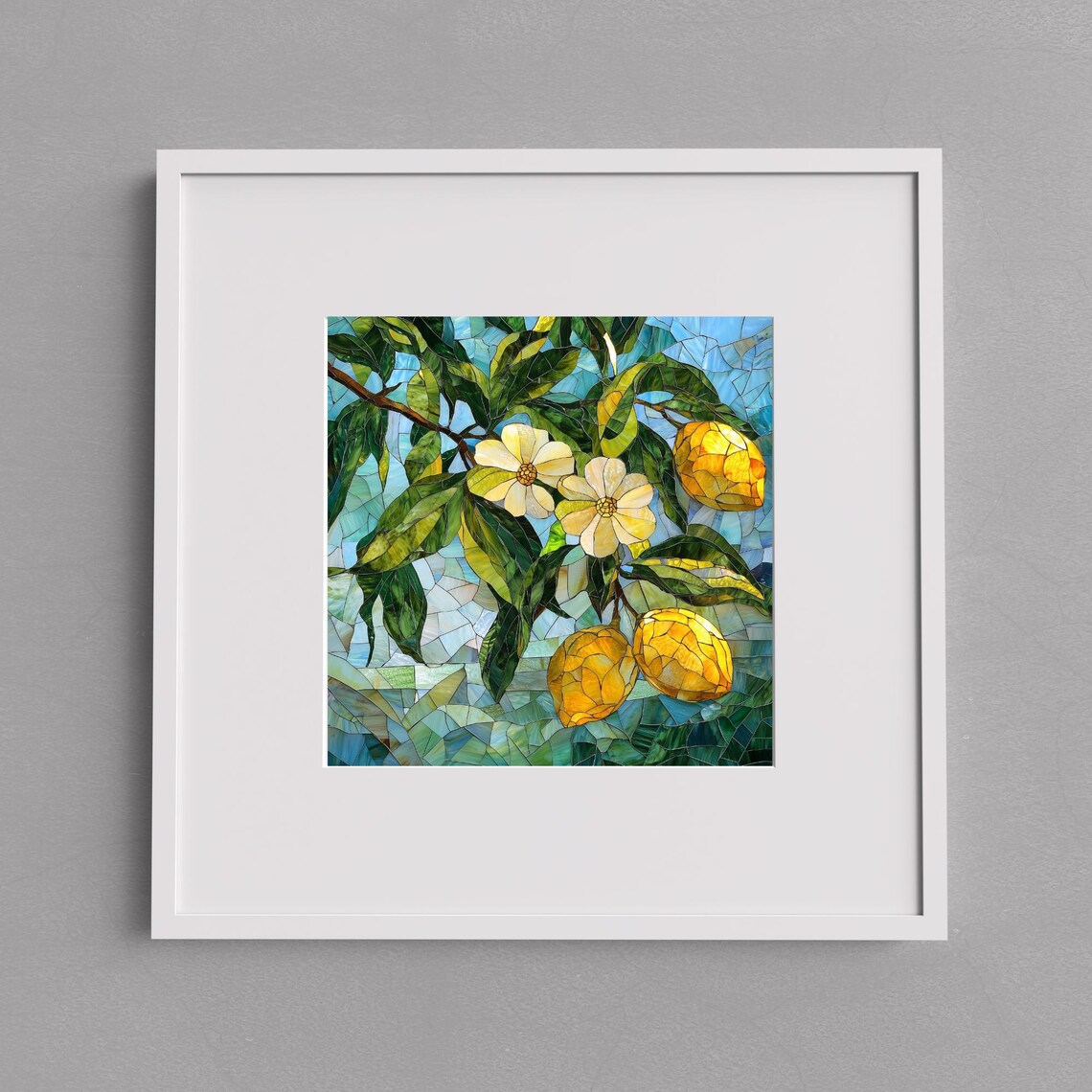 Mosaic Look Lemons, Kitchen Fruit Wall Art Print - Image 2