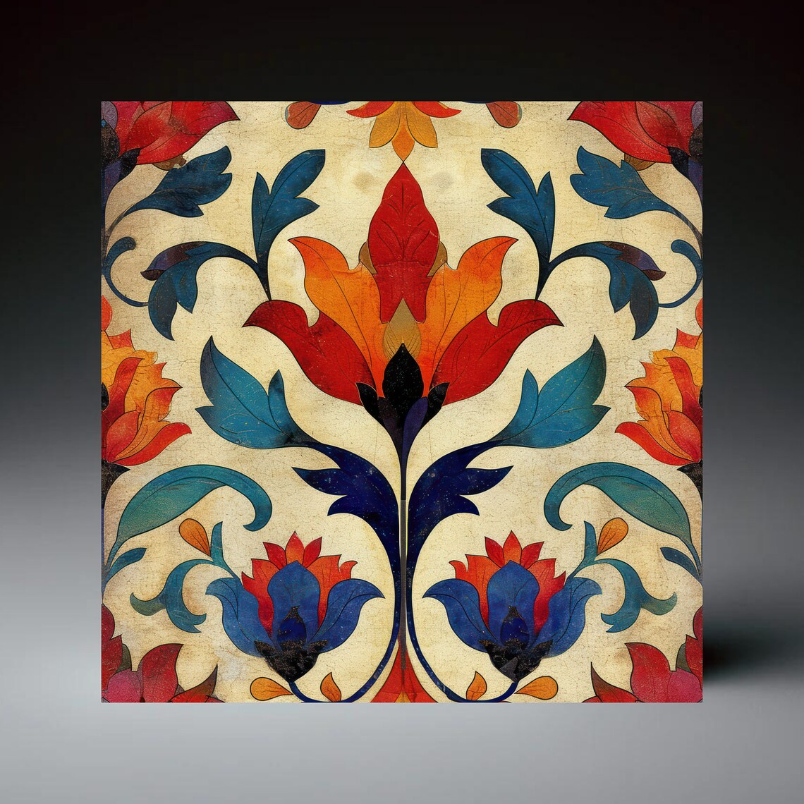 Botanical Floral Ceramic Tile Art Print, Mediterranean