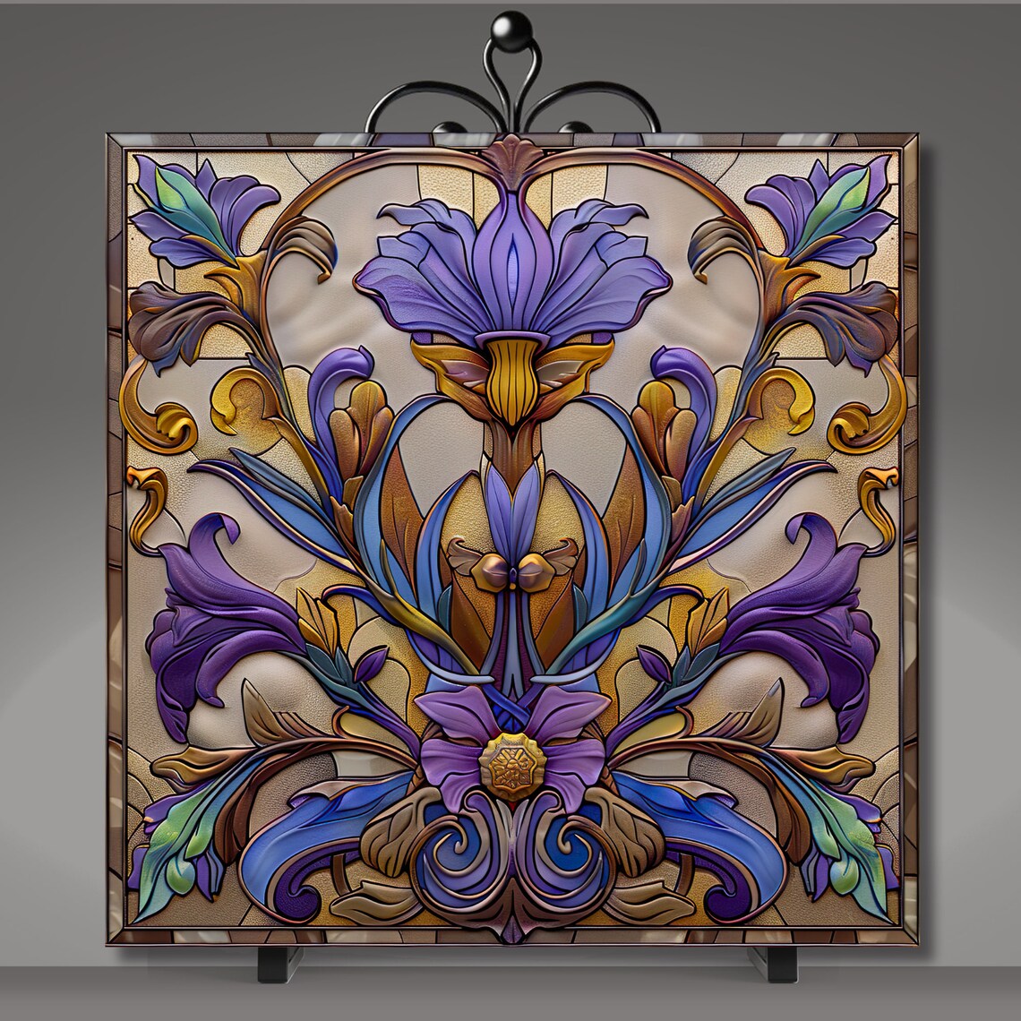 Purple Floral Art Nouveau Vintage Inspired Art Print - Image 5
