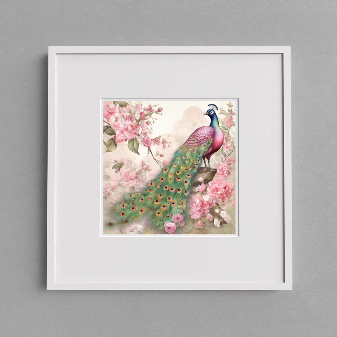 Art Nouveau Peacock, Pink Eastern Wall Art Print - Image 3