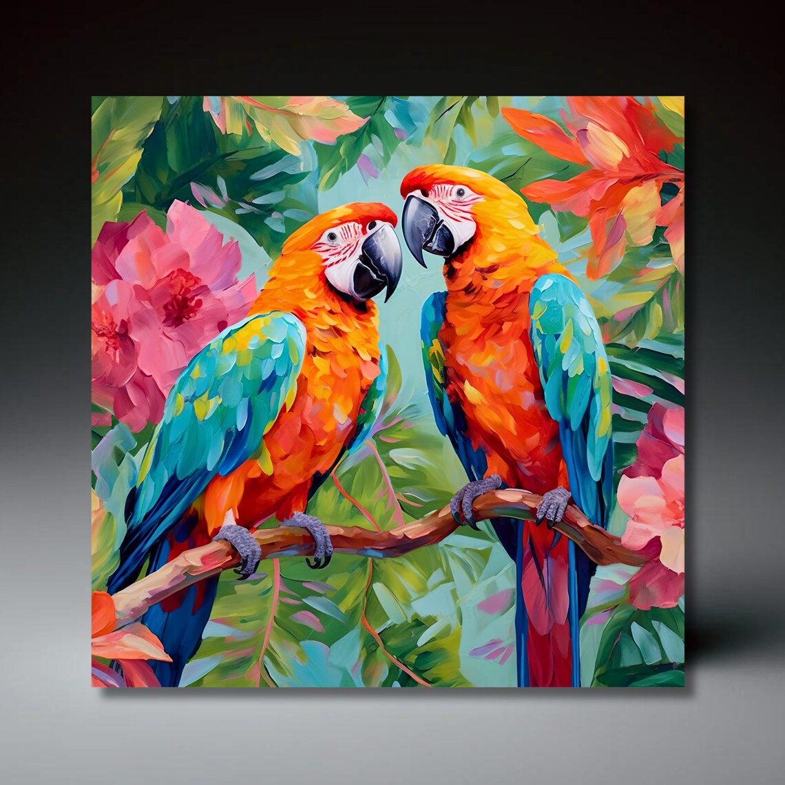 Scarlet Macaw Tropical Parrot Wall Art Print, Bird Lover Gift