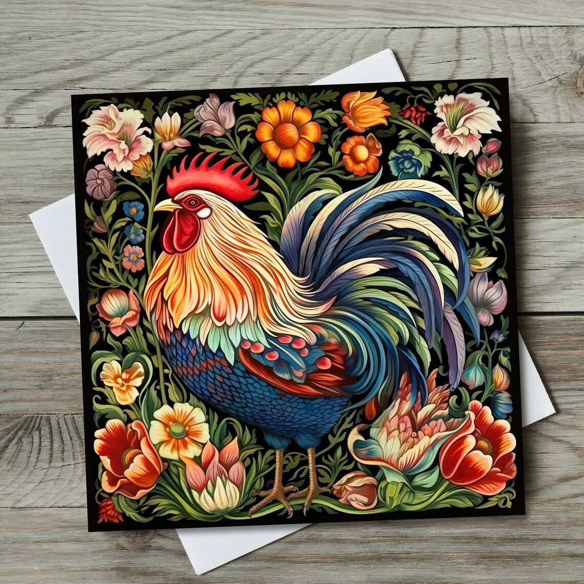 Rooster and Chicken Farmhouse Kitchen Art Print - Image 2