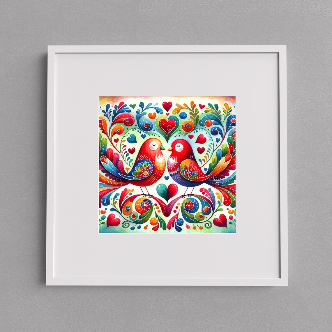 Folk Art Love Birds Decorative Ceramic Tile Home Decor - Image 3