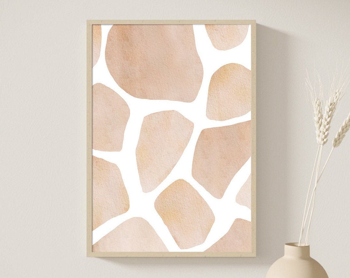 Beige Watercolor Giraffe Skin Pattern Nursery Safari Boho Poster