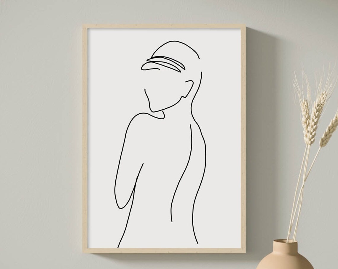 Minimalist Single Line Woman Profile Elegant Continuous Line Art Poster