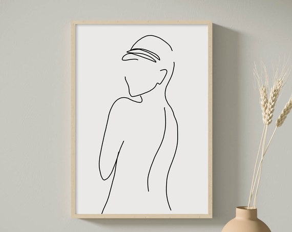 Woman Line Art Print Beige Abstract Wall Art Modern Wall Art Minimalist Print Wall Decor Living Room Wall Art Scandinavian Print