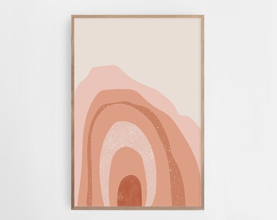 Abstract Pastel Mountain Print Pink Mid Century Modern Wall Art Nature Art Print Pastel Landscape