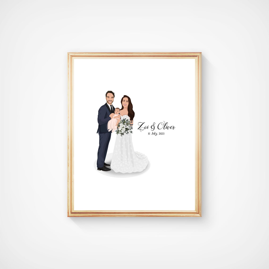 John and Raleigh Hexagonal Wedding Guest Book Portrait Poster - Image 3