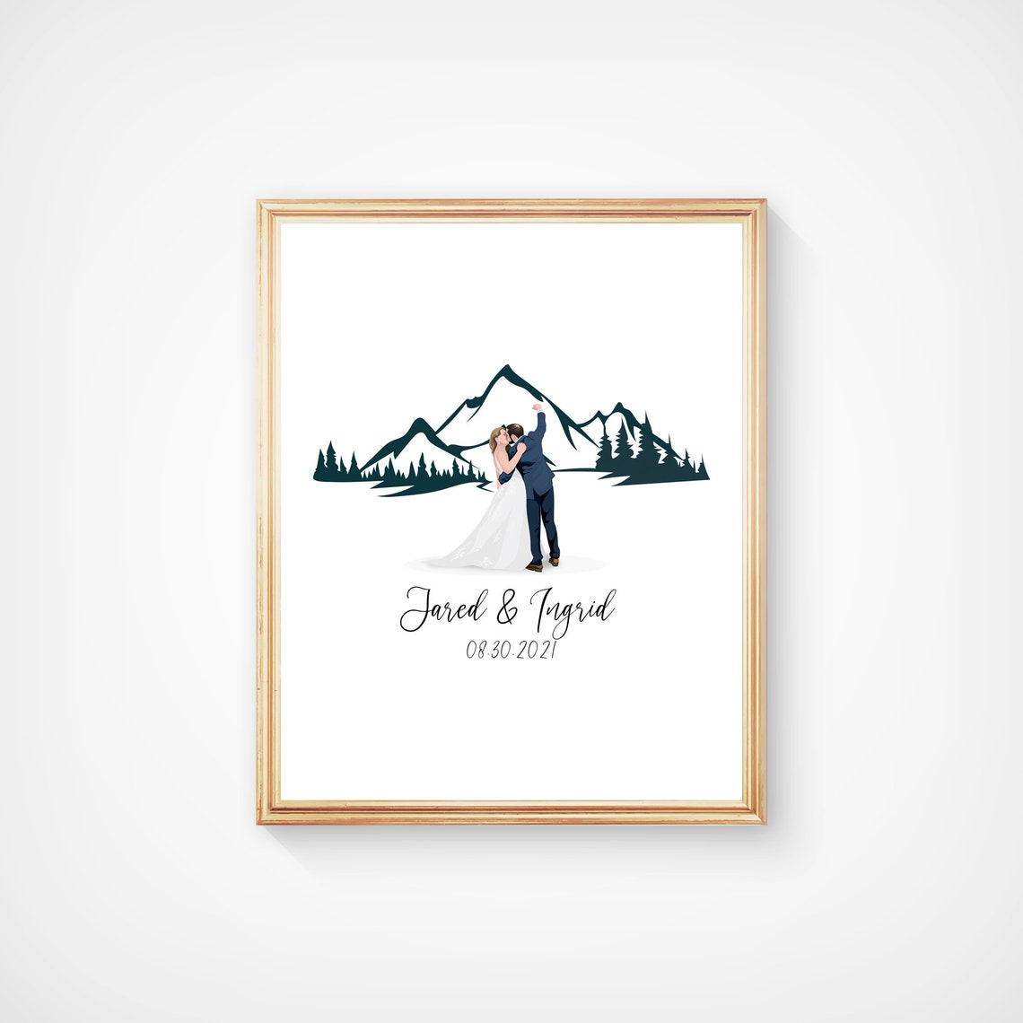 Mountain Wedding Guest Book Alternative Couple Portrait Poster - Image 6