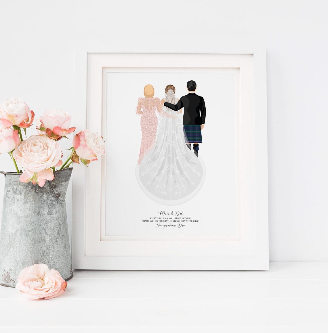 Parents Of The Bride Gift Mother Of The Bride Father Of The Bride Family Wedding Illustration Custom Parents Wedding Gift From Daughter - Image 5