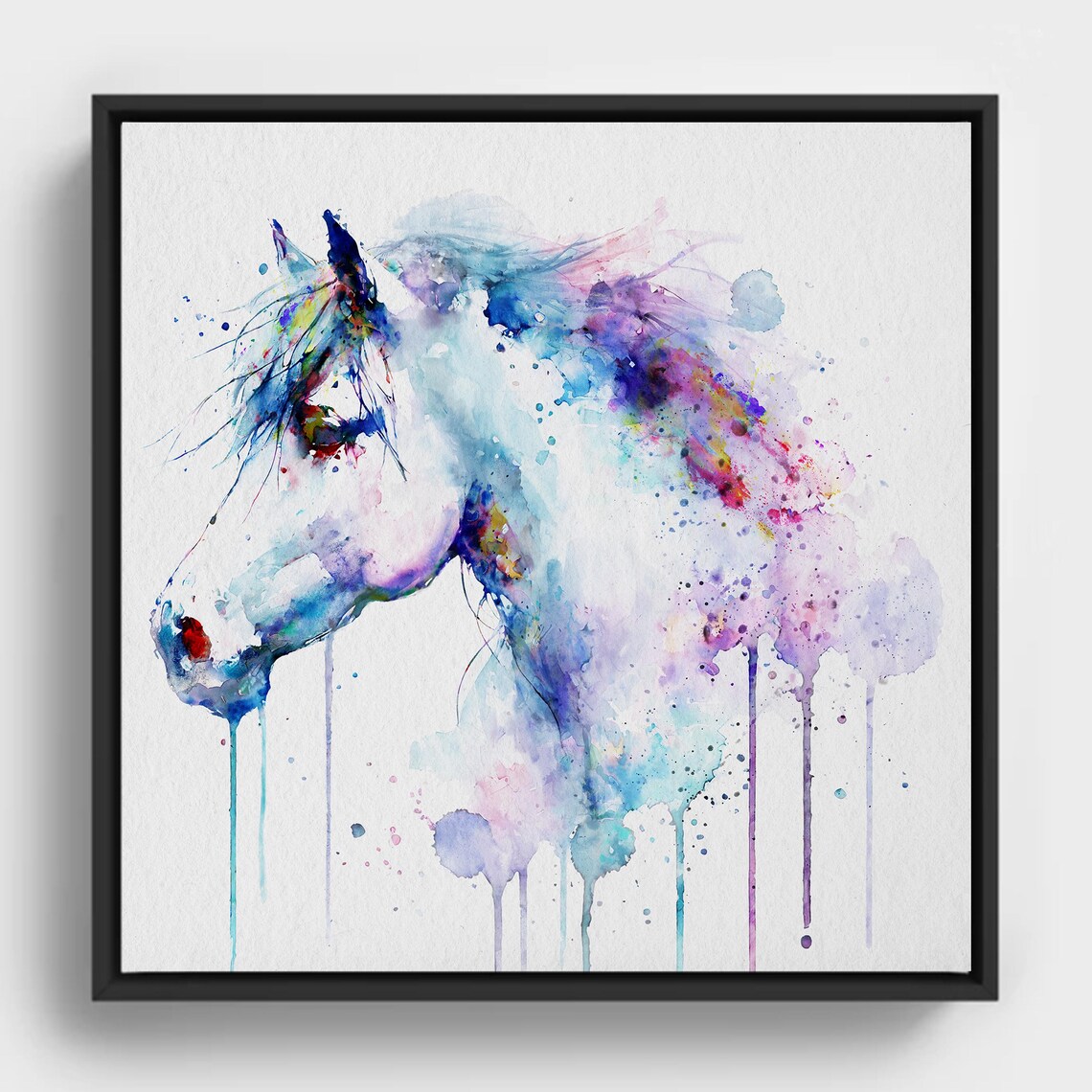 Watercolor Horse Head Splash Pastel Equine Art Poster for Cozy Wall Decor