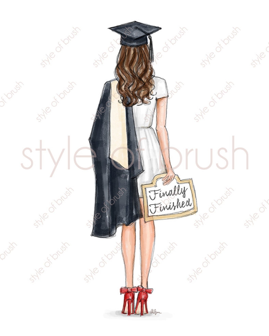 Graduation Print Graduation Girl Fashion Illustration - Image 2