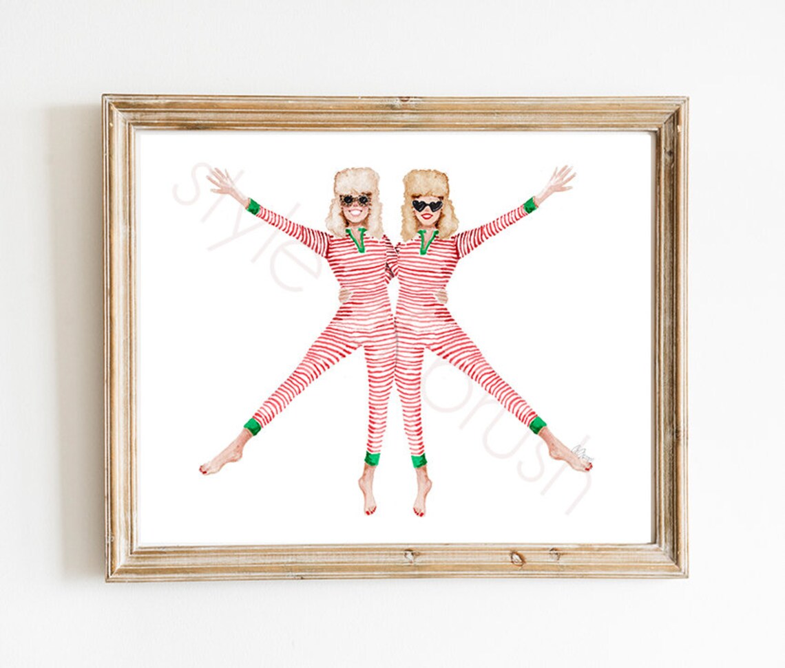 Best Friends Matching Striped Christmas Onesies Fashion Poster - Image 2