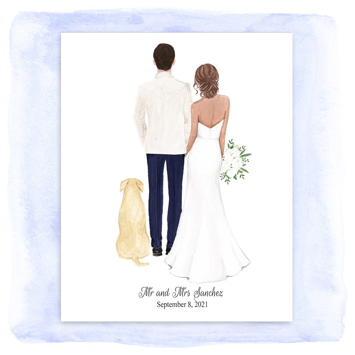 Bride And Groom Personalized Print Wedding Card Custom Couple Illustration Wedding Card Personalised Card - Image 2