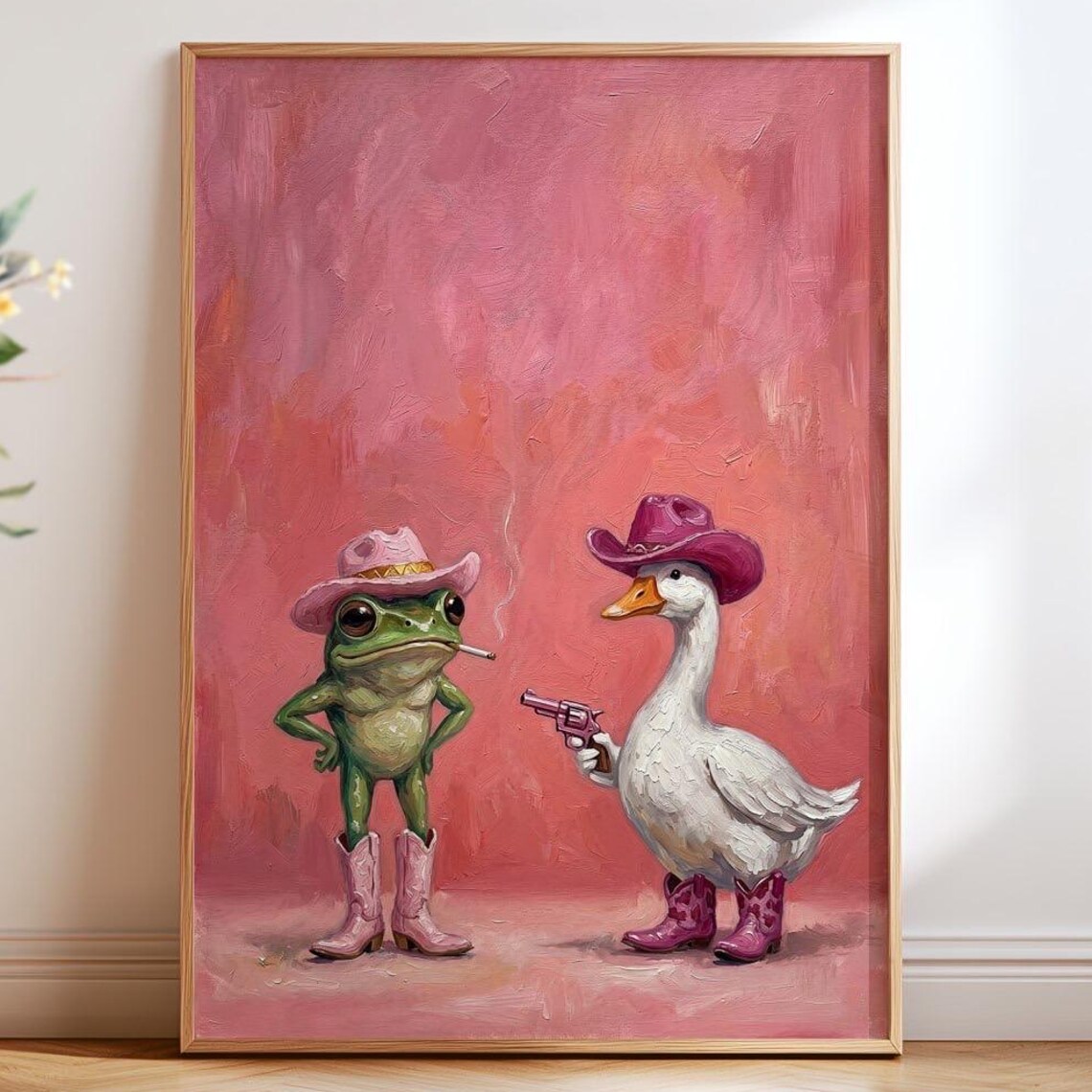 Cowboy Frog Funny Duck Poster Print, Western Decor