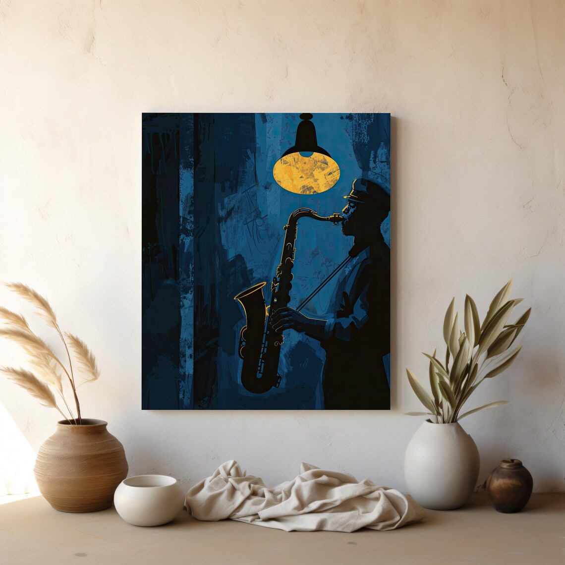 Midnight Jazz Saxophonist, Romantic Art Print - Image 3
