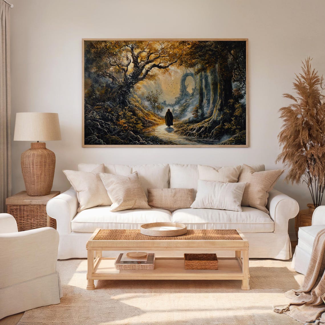 Mystical Forest Wanderer Fantasy Landscape Cloaked Figure Poster - Image 6
