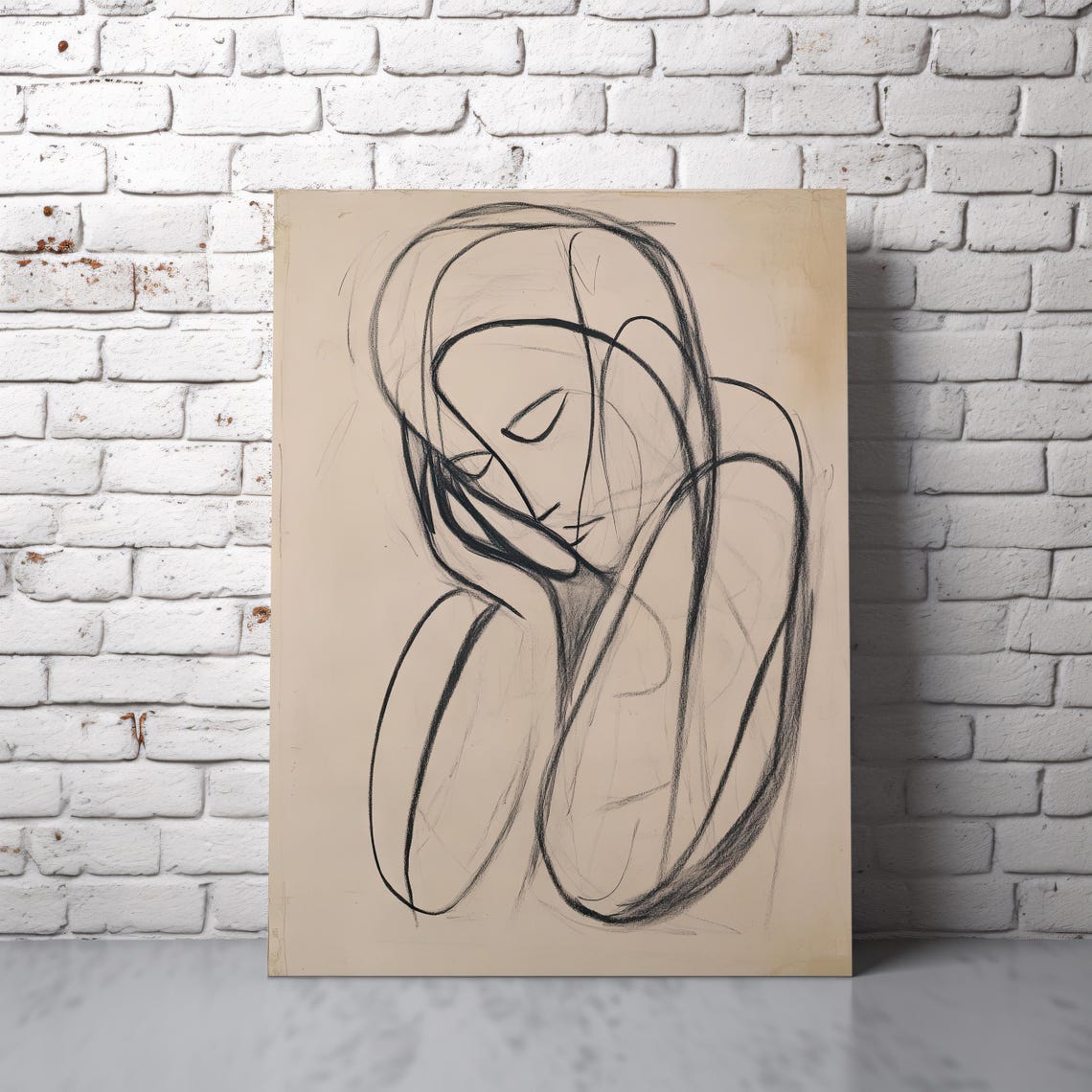 Resting Figure Minimalist Line Art Abstract Contour Drawing Poster - Image 5