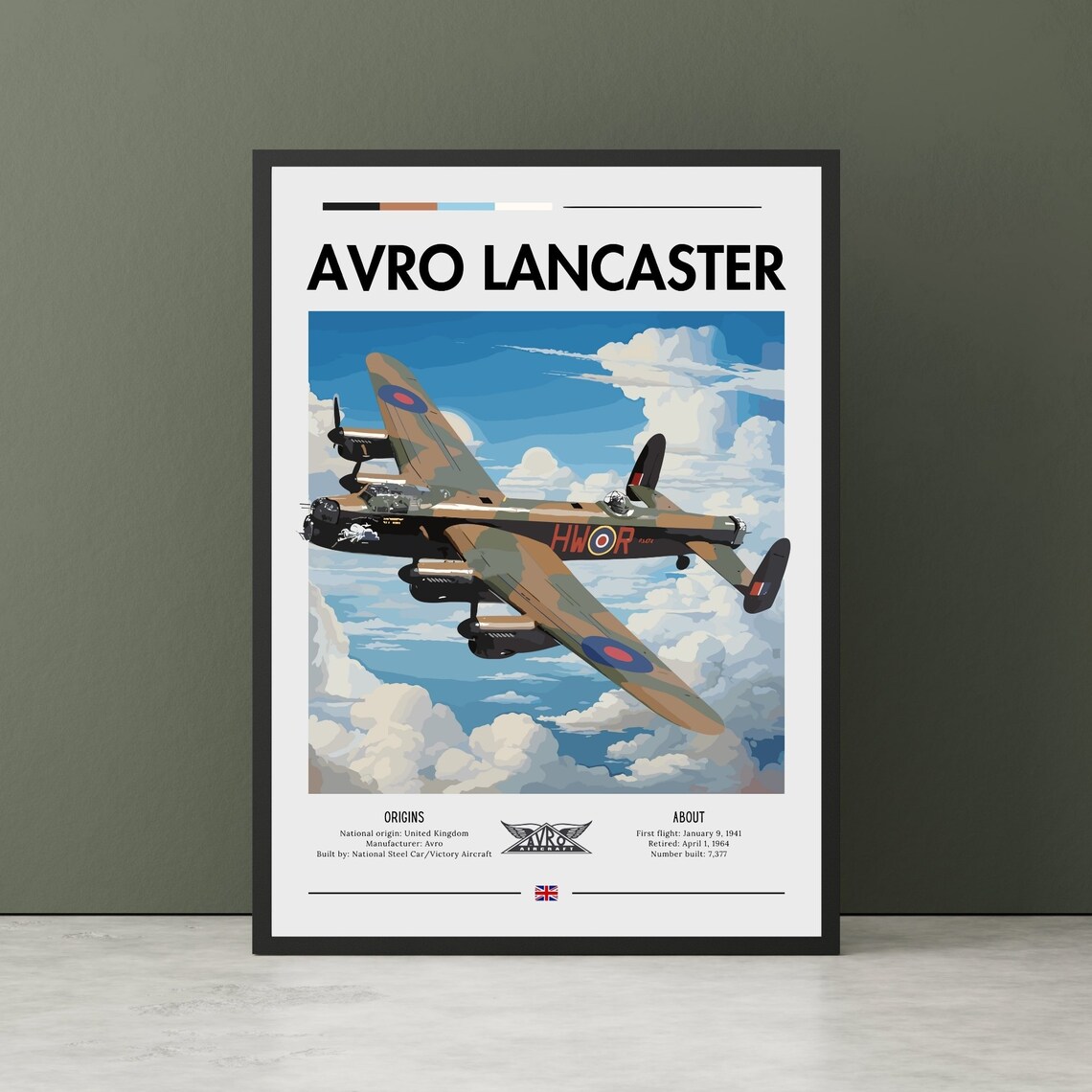 Vintage Avro Lancaster Bomber, Battle of Britain Art Print