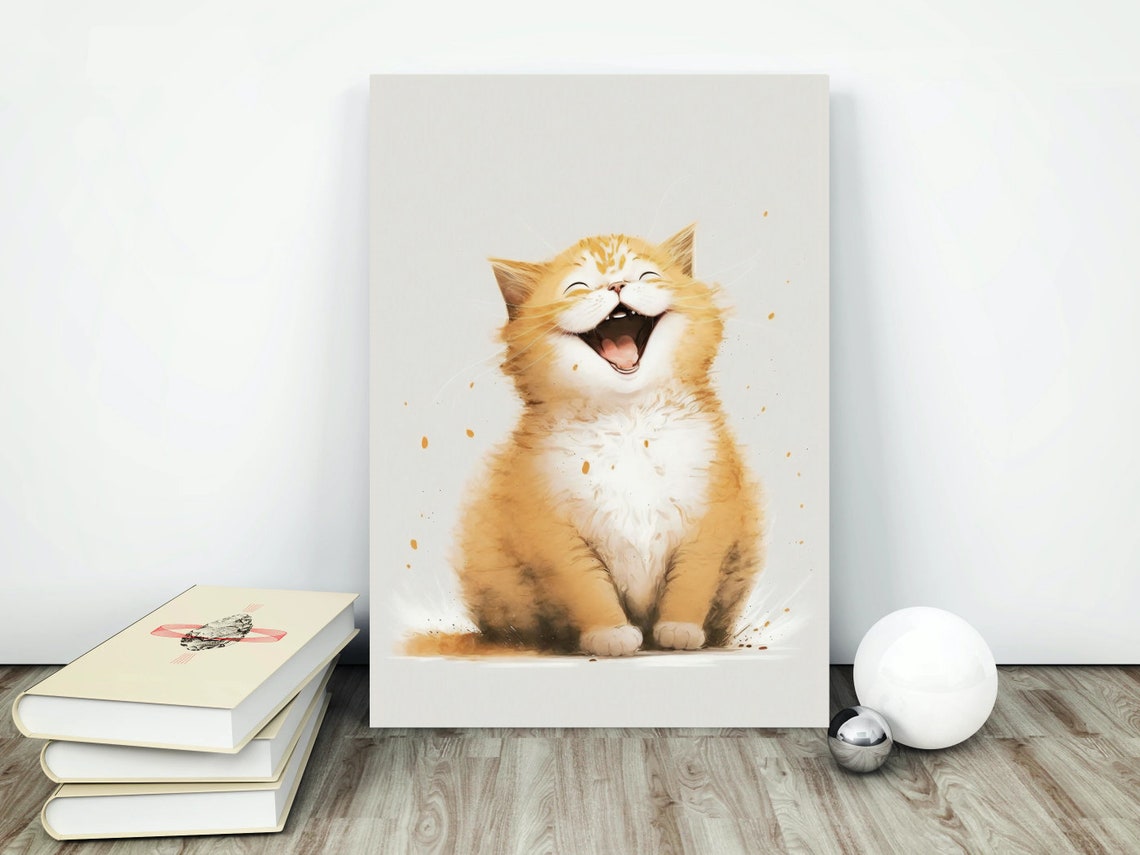 Positive Laughing Cat Wall Art Print Funny Printable Gift Wall Decor Happy Cat Print Printable Wall Art Instant - Image 4