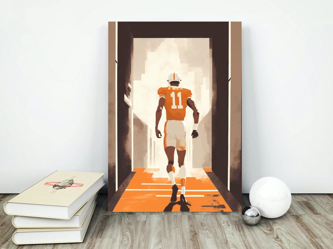 Number 11 Football Player Tunnel Walk Orange Jersey Sports Poster - Image 3