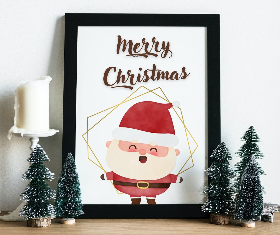 Merry Christmas Cute Smiling Santa Claus Holiday Decor Poster - Image 4