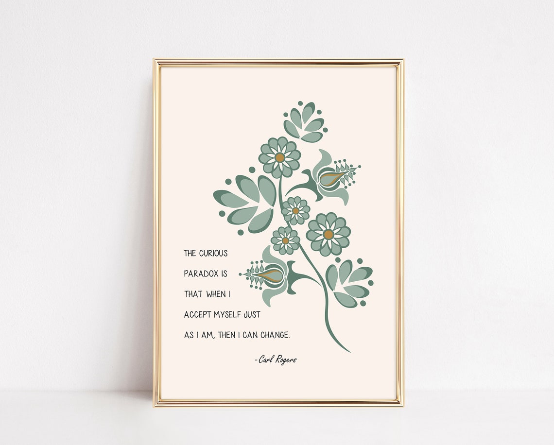Carl Rogers Accept Myself Paradox Quote Botanical Psychology Poster - Image 3