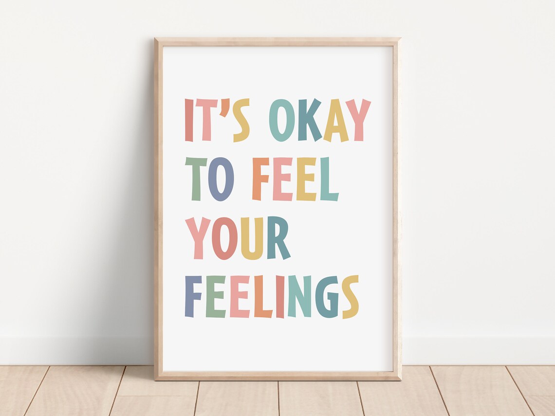Its Okay to Feel Your Feelings Colorful Lettering Mental Health Poster