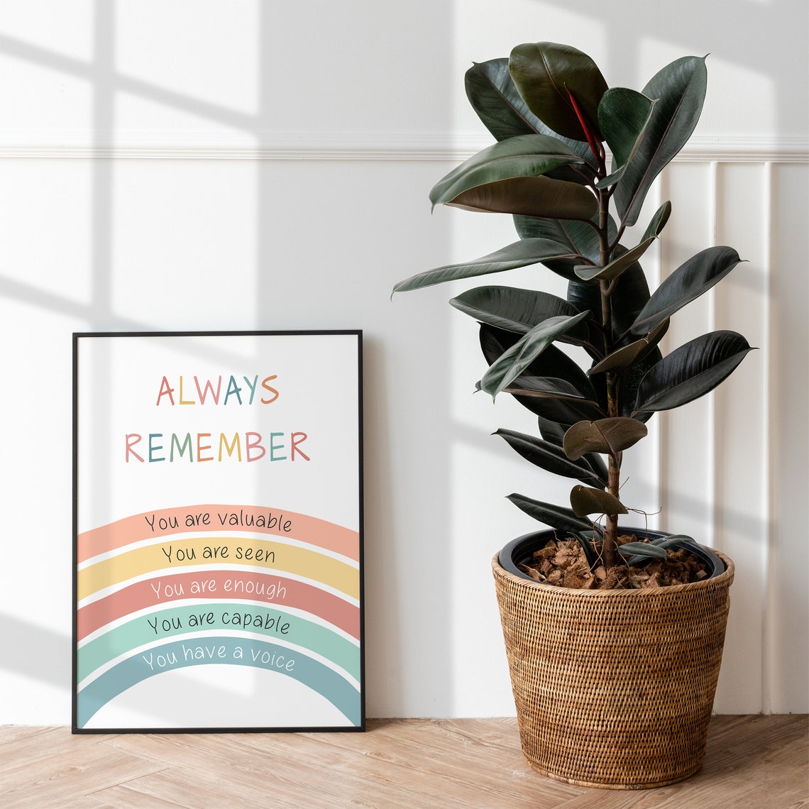 Always Remember You Are Enough Pastel Rainbow Affirmation Poster - Image 2