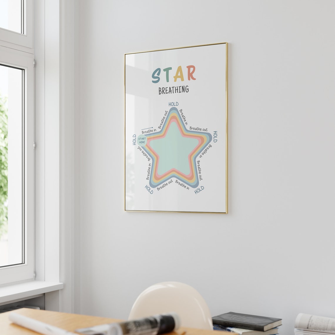 Star Breathing Exercise Mindfulness Kids Calm Down Corner Poster - Image 2