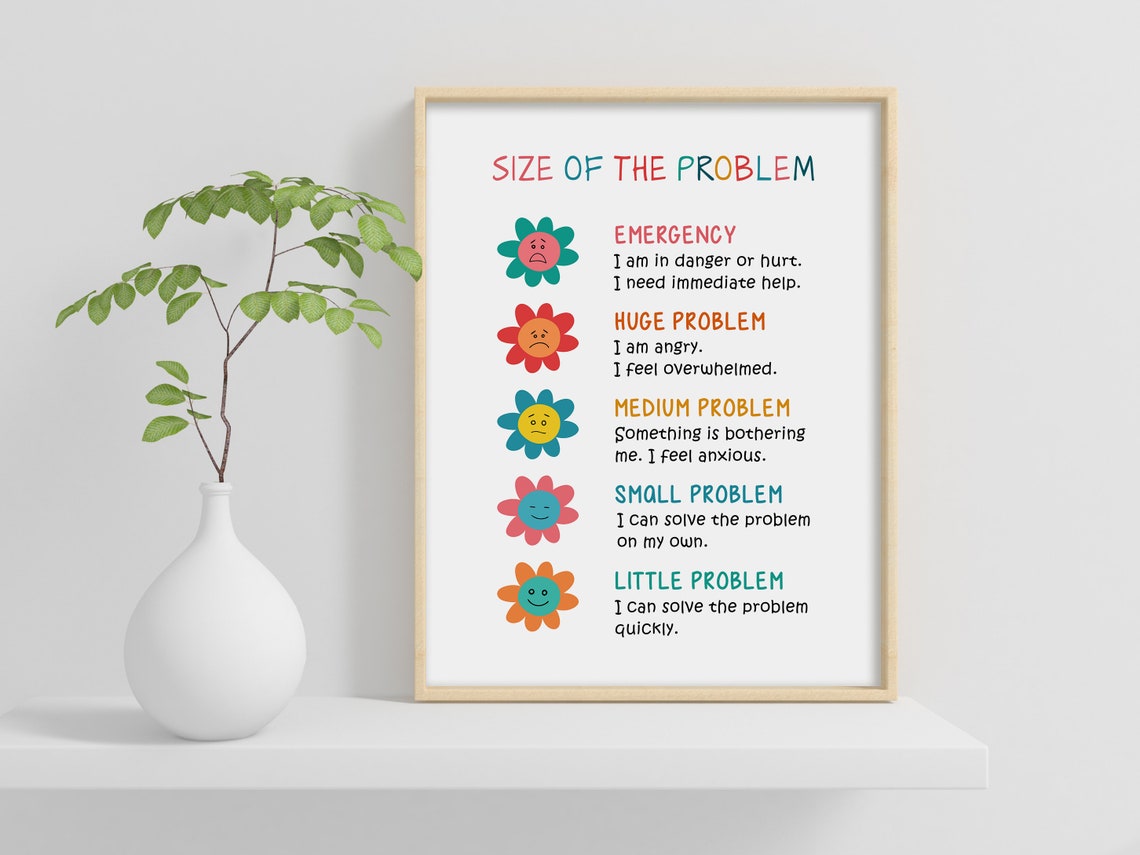 Size of the Problem Feelings Chart Kids Flower Emotions Poster - Image 2