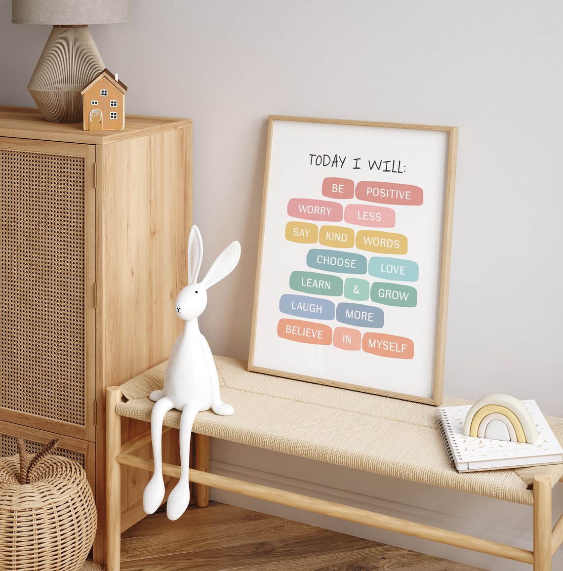 Today I Will Be Positive Worry Less Believe in Myself Affirmation Poster - Image 3