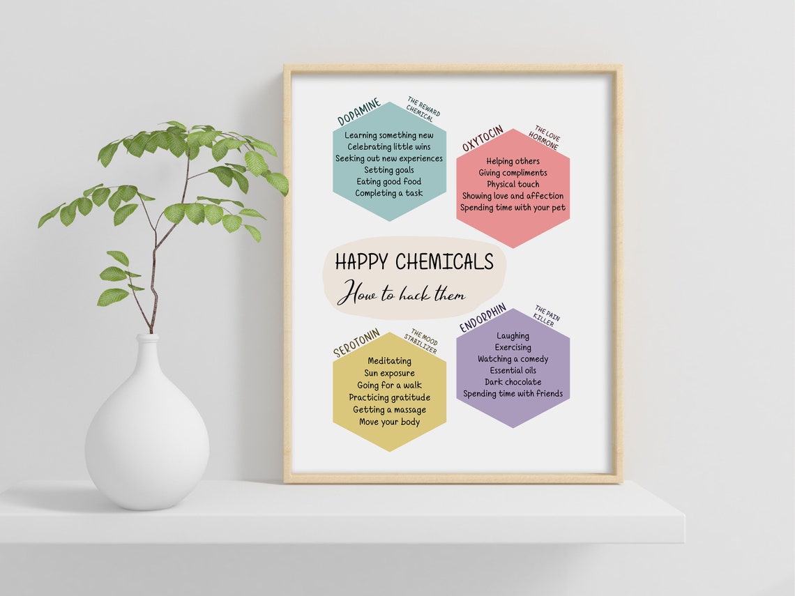 Happy Chemicals Dopamine Serotonin Oxytocin Hack Therapy Poster