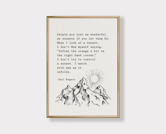 Carl Rogers Quote Mental Health Wall Art Sunset Quote Print Psychology Quotes For Therapy Office Decor