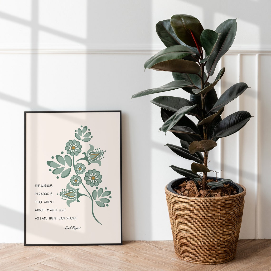 Carl Rogers Accept Myself Paradox Quote Botanical Psychology Poster - Image 2