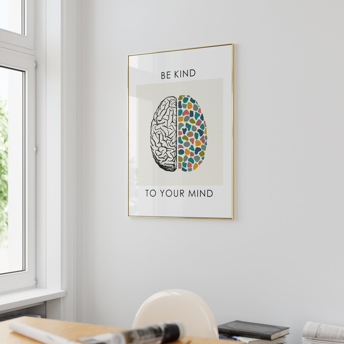 Mental Health Poster Be Kind To Your Mind School Psychologist Calm Classroom Therapy Office Decor Psychology Brain - Image 3