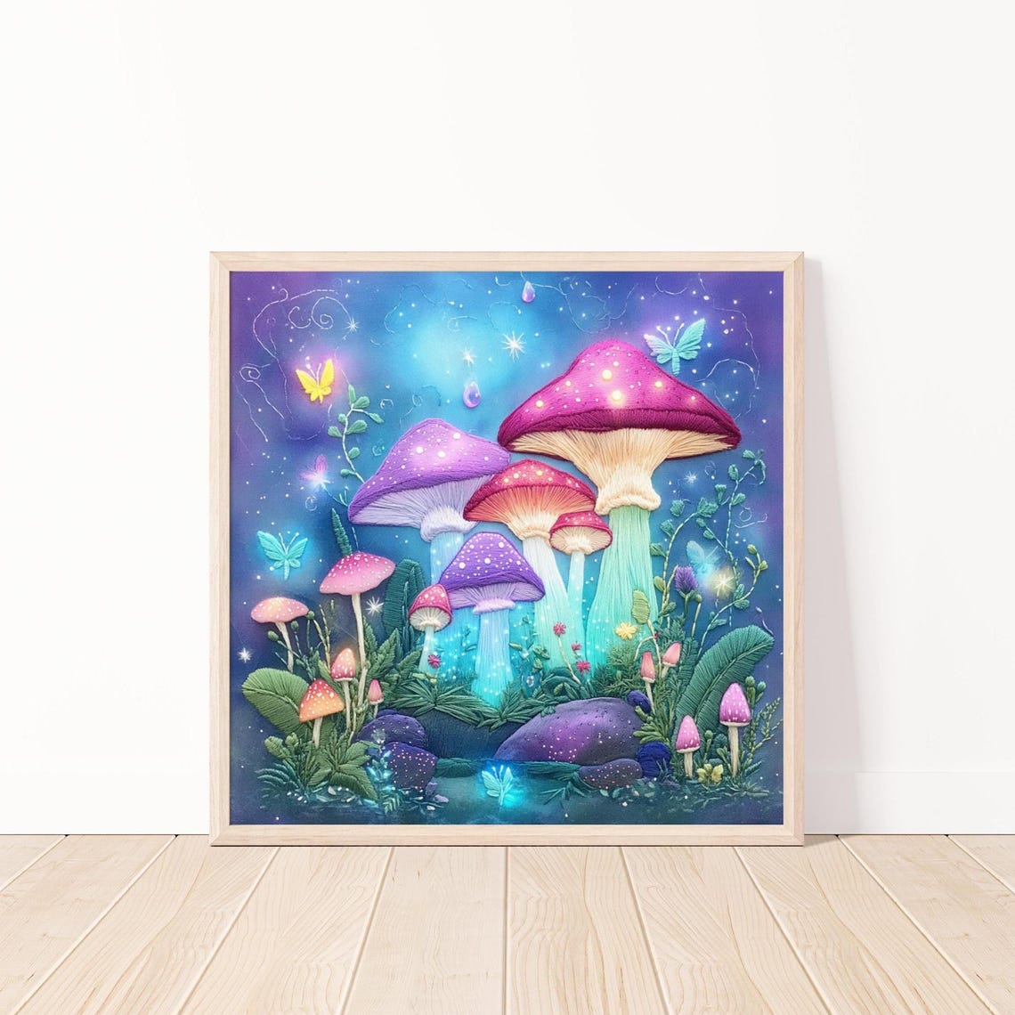 Enchanted Mushroom Forest Glowing Toadstools Magic Garden Poster