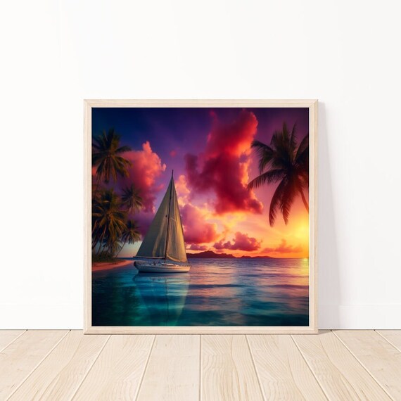 Tropical Sunset Wall Artbeach Landscape Arttropical Art Printbeach At Downloadai Art12 X 12