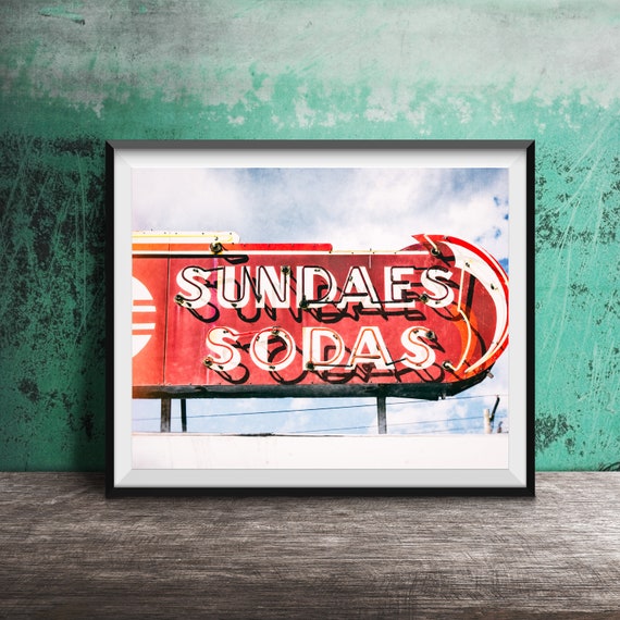 Kitchen Photography Sundaes Sodas Ice Cream Shop Soda Fountain Unframed Print Kitchen Decor Photo Art Modern Dining Room Print