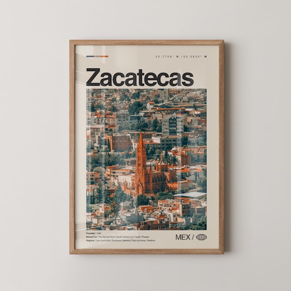 Zacatecas Mexico Aerial City Cathedral Spires Travel Photo Poster
