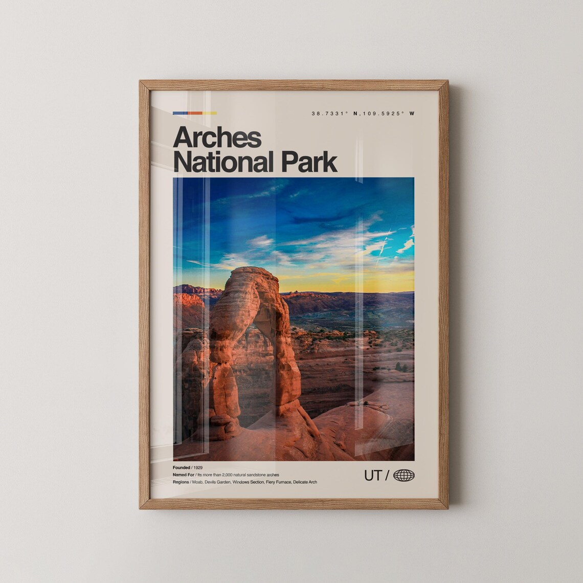 Arches National Park Utah Delicate Arch Sunset Photo Travel Poster