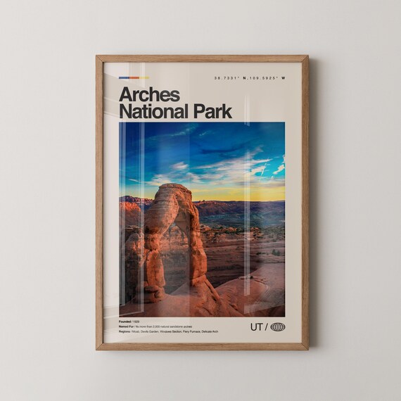 Arches National Park Utah Delicate Arch Sunset Photo Travel Poster