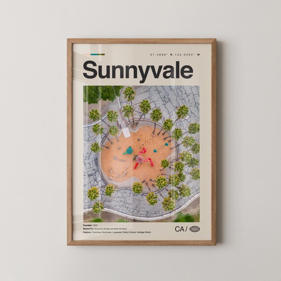Sunnyvale California Aerial Playground Minimalist Travel Poster