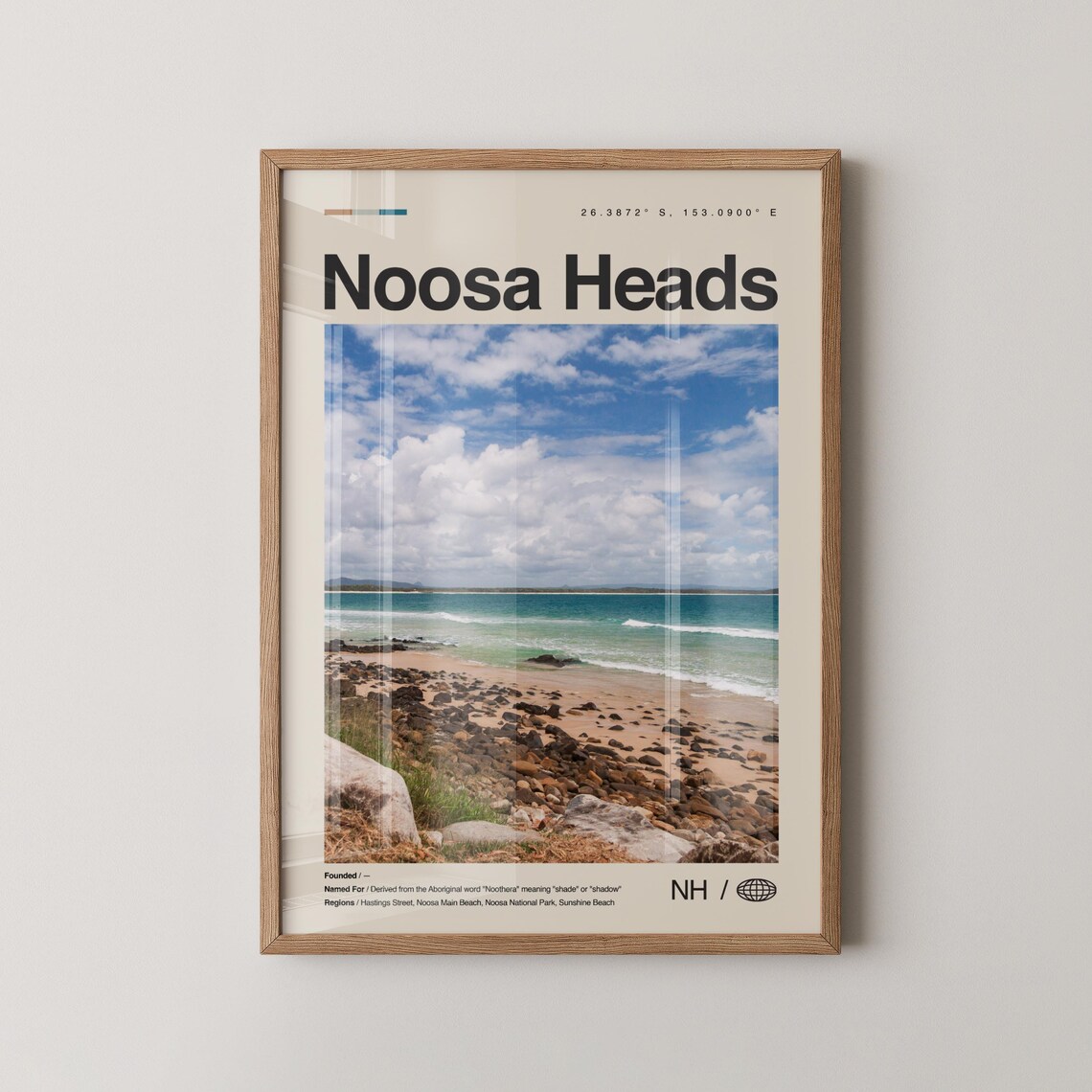 Noosa Heads No 1 Sandy Beach Crashing Waves Coastal Travel Poster