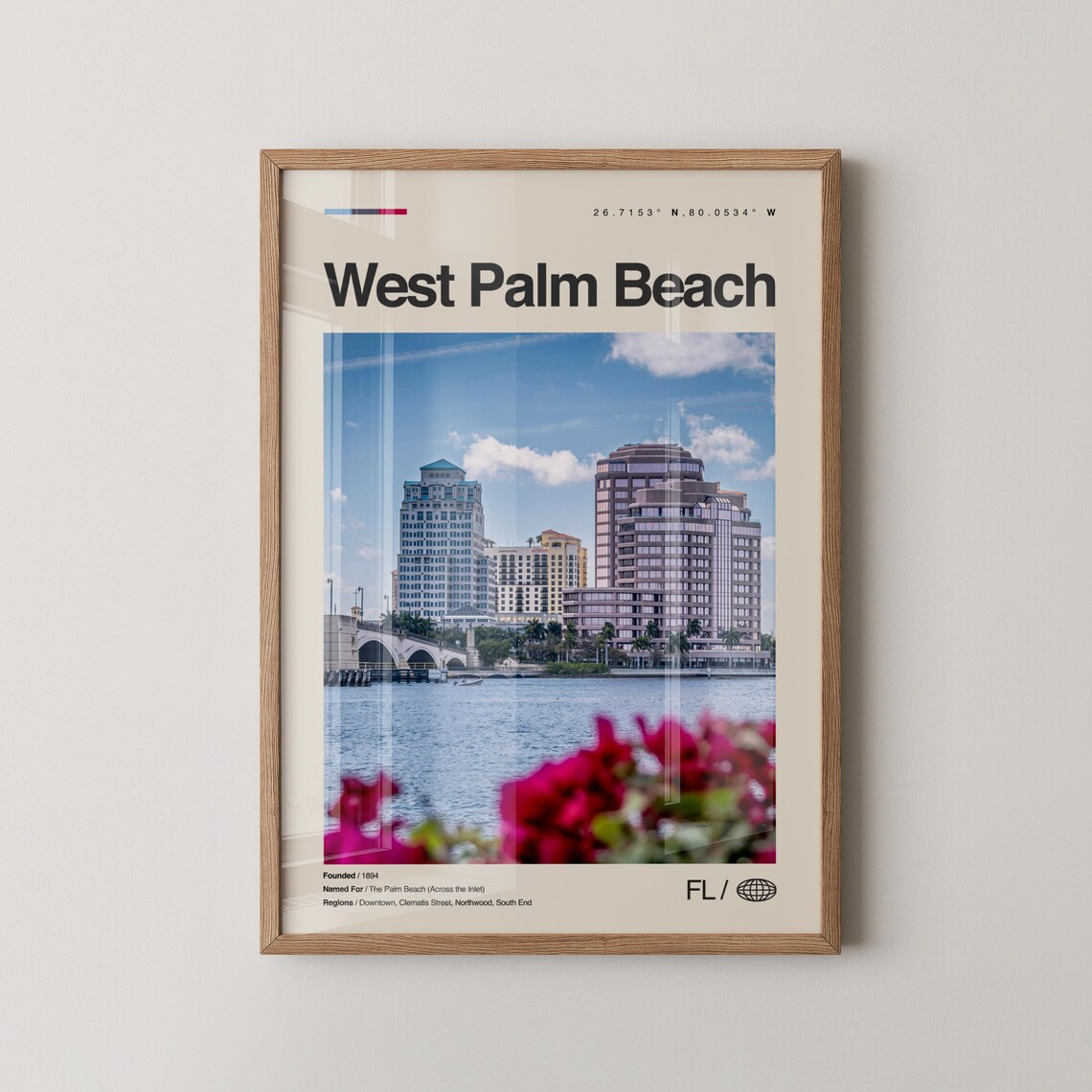 West Palm Beach Skyline Waterfront Photo Florida City Poster