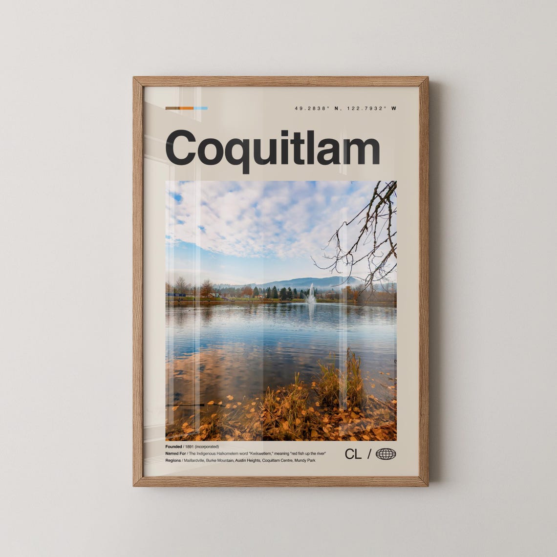 Coquitlam Print No 1 Wall Art Poster Photo Dcor Map Canada