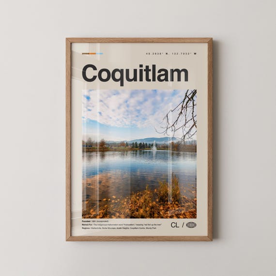 Coquitlam Print No 1 Wall Art Poster Photo Dcor Map Canada